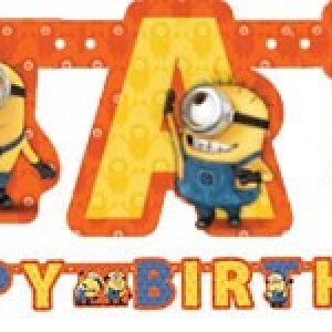 Köp Banderoll Minioner formklippt Happy Birthday 180 cm från hos Kalaslagret.