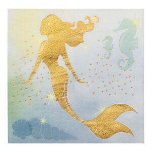 Köp Servetter Sjöjungfru Guld Glitter - 20-pack från Boland Party Partners hos Partykungen.